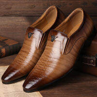 DTNOW Mens Dress Shoes PU Leather Luxury Elegant Male Oxfords Slip On Pointed Toe Comfortable Handmade Mens Loafers