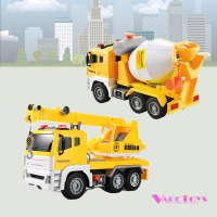 โมเดลรถก่อสร้างขนาดใหญ่ Construction Truck ระบบ Pneumatic Scale1:12 รถของเล่น Mixer Crane รถสผมปูน เสียงเพลง แสงไฟ