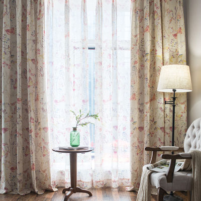Butterfly Printed Tulle Sheer Window Panel Curtains For Living Room Bedroom Kitchen Curtains Home Decoration