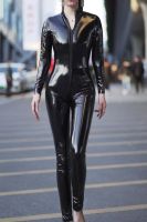 Sexy Lingerie Free Take Off Tight Patent Leather European And American Mirror PVC Leather Super Bright Jumpsuit Plus Size Corset