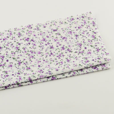 1ชิ้นพิมพ์ผ้าฝ้าย50เซนติเมตร X 50เซนติเมตรสีขาวสีม่วงดอกไม้ออกแบบ Pre-Cut ไขมันไตรมาสควิลท์เย็บปะติดปะต่อกันเนื้อเยื่องานฝีมือตุ๊กตา