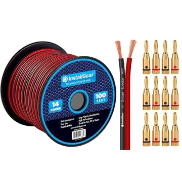 InstallGear 16 Gauge Wire AWG Speaker Wire (100ft - Red/Brown) | Speaker Cable for Car Speakers Stereos, Home Theater Speakers