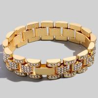 New Hip Hop Thick Miami Cuban Link Chain Bracelet For Men Women Iced Out Gold Silver Color Rhinestone Watchband Bracelet Jewelry