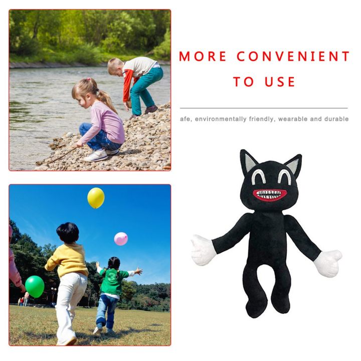 ผู้ขายที่ดีที่สุดของเล่นตุ๊กตาอะนิเมะ-plushie-สีดำการ์ตูนแมวยัดตุ๊กตาสยองขวัญ-p-eluches-ของเล่น