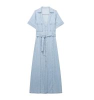 European and American style summer fashion trend slim shirt midi denim dress long skirt 6164166 406