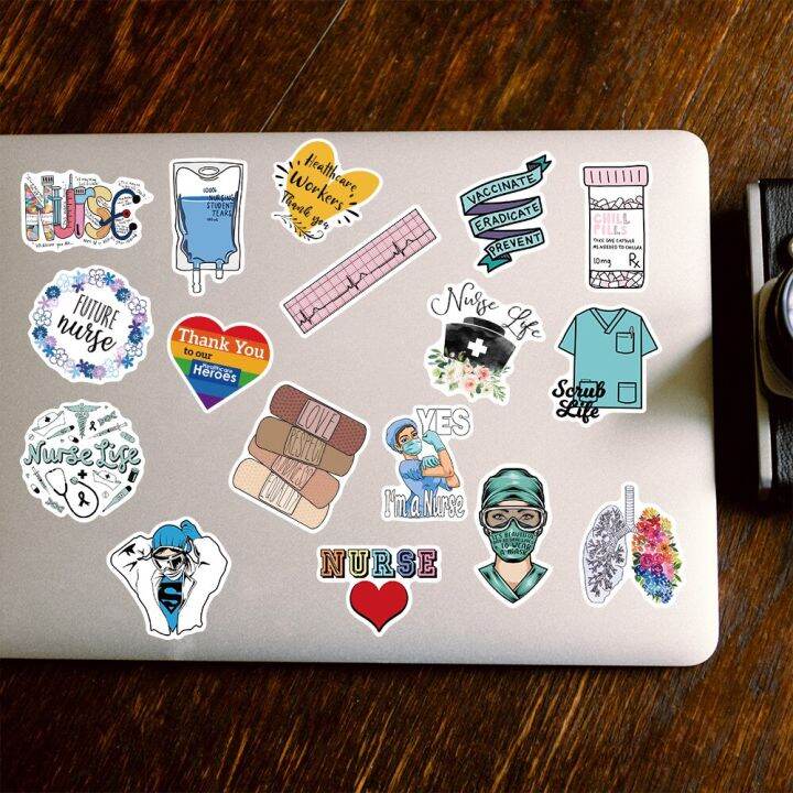 10-30-50pcs-medical-science-nurse-stickers-waterproof-vinyl-sticker-for-water-bottles-laptop-luggage-cup-computer-mobile-phone-stickers-labels