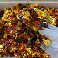 Blue Variegated Gold Foil flake Leaf Colorful Broken Gold leaf Sheets For Gilding Craft Paper Decoration 10 Gram Per Pack