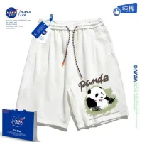 ❣☂▥ เว็บไซต์อย่างเป็นทางการของ NASA Panda Huahua Casual Sports Cropped Pants Mens and Womens Summer Trendy Loose Cotton Drawstring Shorts