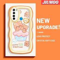 เคส JIUMOO สำหรับ Xiaomi Redmi Note 8 2021 Note 8T เคสน่ารักลายหมีมาก TPU ใสนุ่มขอบคลื่นมาการอนเคสมือถือกันกระแทกกล้องป้องกันการตกหล่นฝาครอบป้องกันซิลิกาเจล