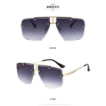 Wholesale HBK blue rectangular sunglasses rimless men metal fashion square  sun glasses for women gradient lens frameless 2022 uv400 From m.