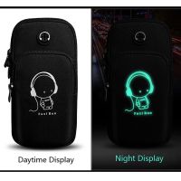 Waterproof Sports Mobile Phone Arm Bag Luminous Cartoon Running Cell Phone Wrist Bag Breathable Fitness Card Holder Phone Pouch