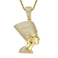 ฮิปฮอป AAA + หินซิลิกอน CZ Bling Ice Out The ราชินีคลีโอพัตรา Nefertiti Pendants สร้อยคอสำหรับผู้ชายแร็ปเปอร์เครื่องประดับวางจัดส่ง