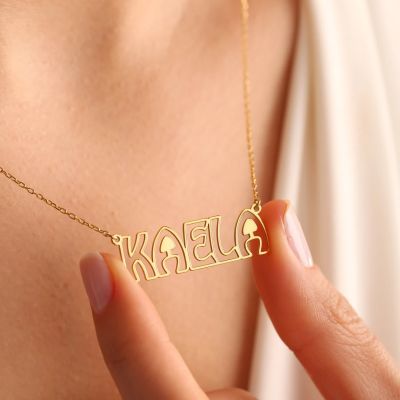 Custom Cute Hollow Style Name Necklace Friend Gifts Jewelry Personliazed Stainless Steel Choker Necklace Women Children
