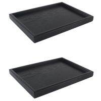 2X Wooden Serving Tray Tea Dishes Plate- Black, 25X18X2cm