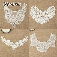 [HOT!] TOP White cotton embroidery plum bossom rose lace collar Fabric Sewing Applique DIY guipure ribbon neckline wedding dress decor