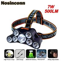 โคมไฟ500LM 350LM ไฟฉายรัดศีรษะไฟ LED ชาร์จ USB ได้4โหมดกันน้ำสำหรับการตั้งแคมป์การขี่จักรยานตกปลา