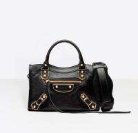 BALENCIAGA Classic Metallic Edge City mini textured-leather shoulder bag (Black)