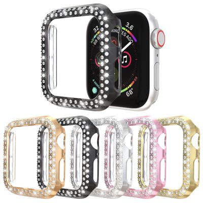 Two Rows Diamond Women PC Cover for Apple Watch 8 Case Series 7 6 SE 5 4 3 Bumper Ultra 49mm 41mm 45mm 40mm 44mm 38mm 42mm Frame Drills Drivers