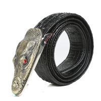 New 1PC Fashion Mens Belt Crocodile Pattern Leather Belt Business Casual Simulation Crocodile Belt Alligator Head Gift For Men Belts