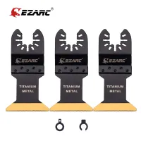 EZARC 3Pcs Titanium Oscillating Multitool Blade Oscillating Multi-Tools Accessories for Wood Hard Material and Metal Cutting