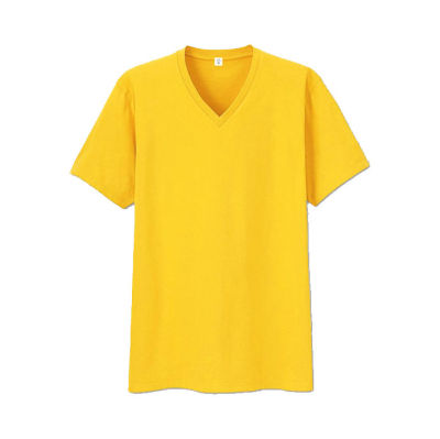Tatchaya เสื้อยืด คอตตอน สีพื้น คอวี แขนสั้น Yellow (สีเหลือง) Cotton 100%