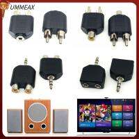 UMMEAX 2pcs อินเตอร์คอนเนคชั่น สีดำ โทรทัศน์ Y Splitter ตัวแปลง 3.5 มม. ถึง 2 RCA ตัวเมีย ตัวผู้ อะแดปเตอร์เสียง