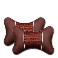 XWH Car Pillows PU Leather Knitted Headrest Neck Rest Cushion Support Seat Accessories Auto Black Safety Pillow Universal Deco