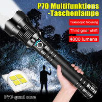 ที่มีประสิทธิภาพ4000 Lumens ไฟฉาย P70ไฟฉาย LED กล้องส่องทางไกลโฟกัส Toch 3โหมดโคมไฟพลังงานโดย2*26650ตั้งแคมป์เดินป่า