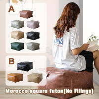 หนังโมร็อกโก Pouf Handmade หนัง Pouffe หรูหรา Pouf Ottomanfloor สตูลวางเท้า Yoga Square Cover