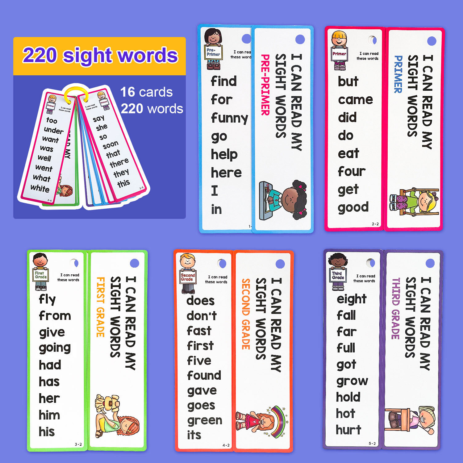 Reading Phonics Workbook Sight Words Flash Cards Learning Pack Homeschool 