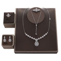 【lz】☌☈  HADIYANA-Zircão Cristal Conjunto De Jóias Festa De Casamento Nupcial Colar Pulseira Anel Brinco Alta Qualidade Presentes CN3205