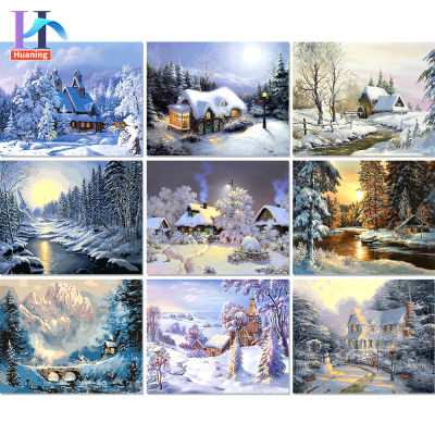 Winter Snow DIY Kit Painting By Numbers On Canvas Oil Pictures Acrylic Paint For s Coloring By Number Frame Home Decor Art