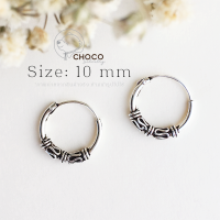 (S925) ต่างหูเงินแท้ ต่างหูห่วง ตุ้มหูเงินแท้ Sterling Silver Hoop Earrings A10 10 mm