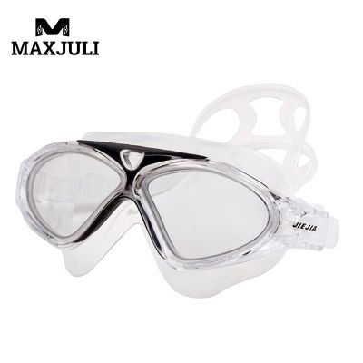 MAXJULI แว่นตากันน้ำแว่นว่ายน้ำผู้ใหญ่ชุดกีฬาป้องกันหมอกป้องกันรังสียูวีกันน้ำปรับ J8170A ปิดจมูกได้