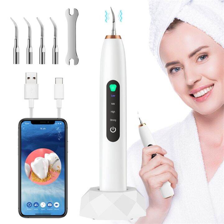 ﺴ ☑ Ultrasonic Teeth Cleaner Whitening Water Flosser Dental Water Jet ...