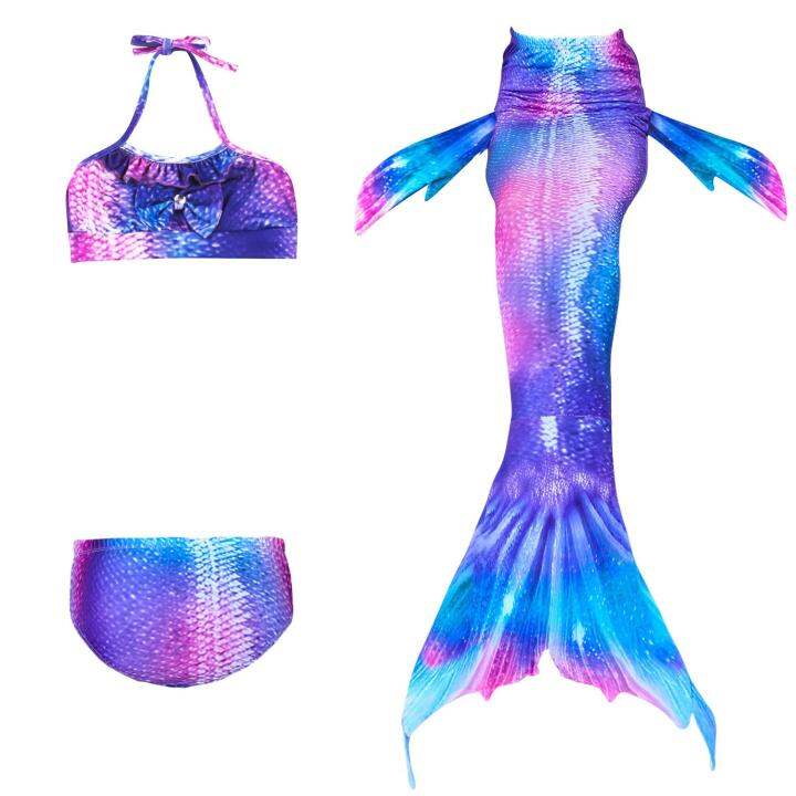 4PCS Girls Mermaid Tail Swimsuit with Monofin Flipper Bikini Girls ...