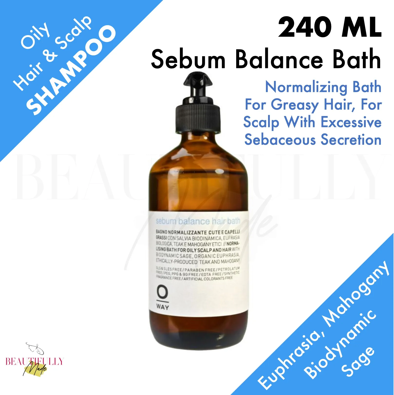 OWAY Organic Way Rebalancing Sebum Balance Hair Bath 240ml (with Pump) -  For Oily Scalps, Purifies & Removes Toxins and Odors | Lazada Singapore