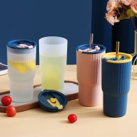 650Ml Plastic Straw Water Cup Silicone Lids Coffee Cup Student Creative Summer Car Portable Milk Tea Cup Couple Drink Bottle NEW