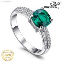 ✒ JewelryPalace Green Simulated Nano Emerald Created Ruby Ring 925 Sterling Silver Gemstone Solitaire Engagement Rings for Women