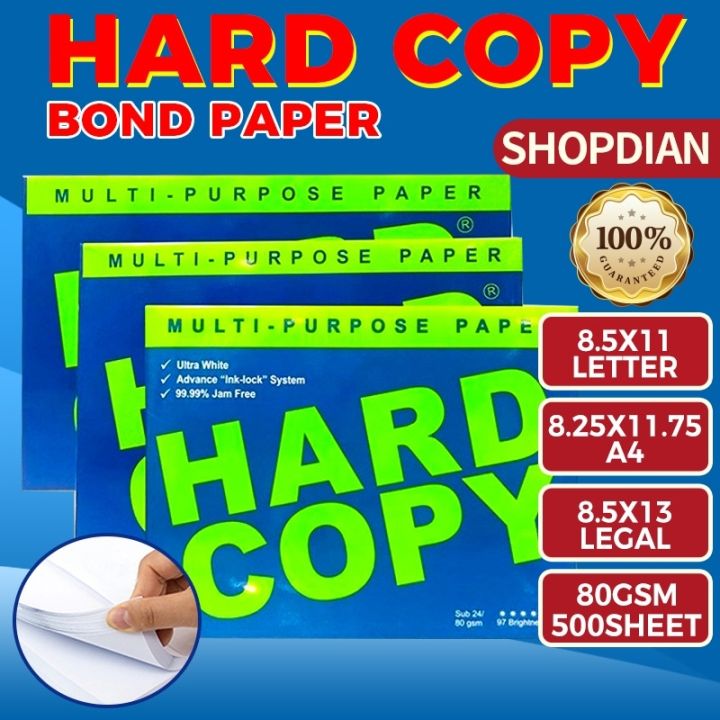 Hard Copy Bond Paper Short A4 Long 80gsm 500sheets Lazada Ph 9964