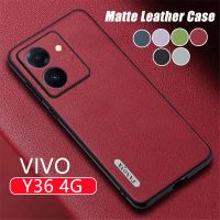 เคสสำหรับ Vivo Y27 4G 5G VivoY27 Y35 + Y35M + เคสโทรศัพท์เคสกันกระแทกมือถือฝาหลังหนังเรียบง่ายขอบ TPU แฟชั่นป้องกันการตกสีทึบมาทั้งหมด