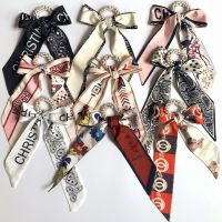 ☄ Hair Rubber Band Fabric Bow Ribbon Hair Band Bead Scrunchies Hairbow Pearl Hair Rope Scarf Tie Hair Elastic Band Hairpin Bandage