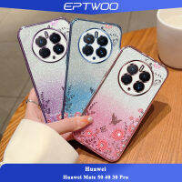 EPTWOO สำหรับ Huawei Mate 60 50 40 30 Pro เคสโทรศัพท์Electroplated Secret Gardenรูปแบบปลอกกันกระแทกใสนุ่มTPUฝาหลังBling GlitterกระดาษMM-08