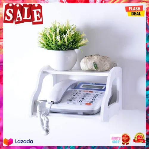 Storage Rack Display Holder Double Floating Wall Mount Shelf Wood Desk