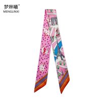 ▥▥✤  Eiffel Tower Skinny Scarf Women 2023 Luxury Brand Design Bag Scarves Hair Neck Silk Scarf For Ladies Foulard Headband