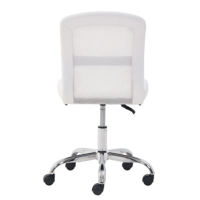 เก้าอี้ออฟฟิศทำงานไวนิลตาข่ายเฟอร์นิเจอร์สำนักงานกลางหลัง Gratis Ongkir เก้าอี้คอมพิวเตอร์หมุนได้น้ำหนักเบาเก้าอี้สีขาวผ่อนคลาย
