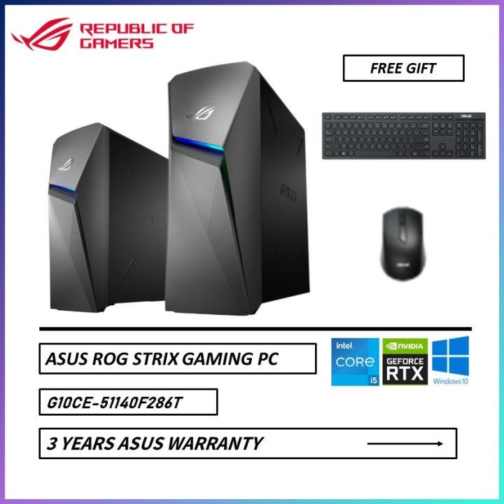 Asus Rog Strix G10ce 51140f286t Gaming Tower Desktop Pc Grey I5 11400f 8gb 1tb Ssd Rtx3060 9273