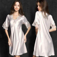 【CW】ผ้าไหมเซ็กซี่ผู้หญิงขนาดพิเศษเสื้อลำลอง Nightdress ฤดูร้อนบางส่วนชุดผ้าขนหนูชุดชั้นใน 1 1 1 1 1
