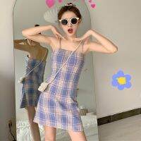 COD ∏❒ qafh47 ?Korean House?Summer 2020 new Slim was thin plaid short skirt small fresh retro sweet student strap dress women