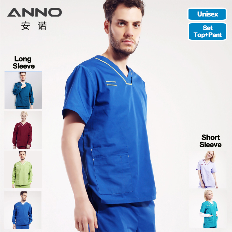 ANNO Medical Scrubs Dental Nursing Dress Clinic Shirt Trouser Surgical Clothes 
